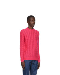 MSGM Pink Mohair Crewneck Sweater