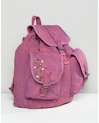 Asos Oversized Canvas Acid Wash Backpack With Studs