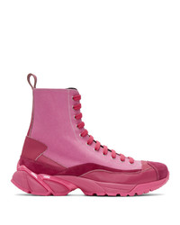 Hot Pink Canvas High Top Sneakers