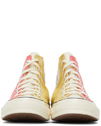 Converse Pink Yellow Chuck 70 Hi Sneakers