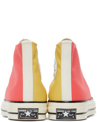 Converse Pink Yellow Chuck 70 Hi Sneakers