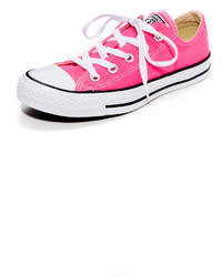 Hot Pink Canvas Low Top Sneakers