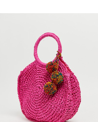 Aldo Yireng Bright Pink Circle Tote Bag With Tassel Detail