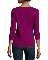 Neiman Marcus Cashmere Boat Neck Pullover Sweater Pink