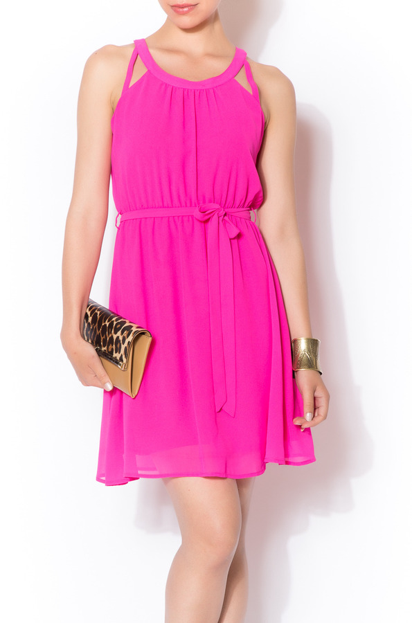 neon pink casual dress