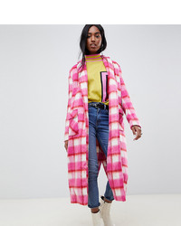 Glamorous Tall Longline Coat In Bright Check Check