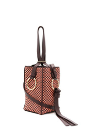 Hot Pink Check Leather Bucket Bag