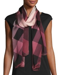 Burberry Ombre Washed Check Silk Scarf Rose