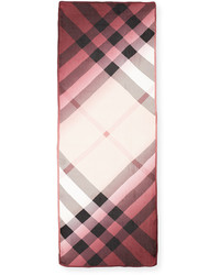 Burberry Ombre Washed Check Silk Scarf Rose