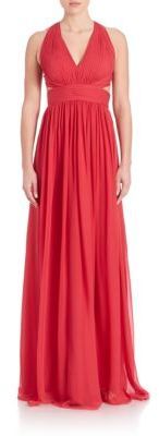 Aidan Mattox Cutout Chiffon Halter Gown 115 Saks Fifth Avenue