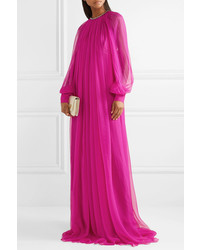 Gucci Gathered Crystal Embellished Silk Chiffon Gown