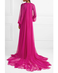 Gucci Gathered Crystal Embellished Silk Chiffon Gown