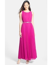 Hot Pink Chiffon Maxi Dress