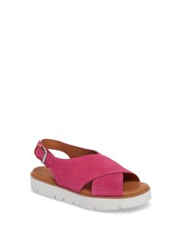 Hot Pink Chunky Suede Flat Sandals