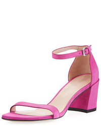 pink suede chunky heels