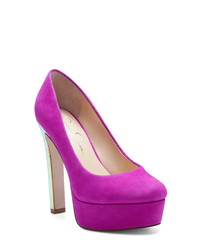 Hot Pink Chunky Suede Pumps