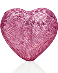 Judith Leiber Couture Heart Crystal Clutch Bag Silverlight Rose
