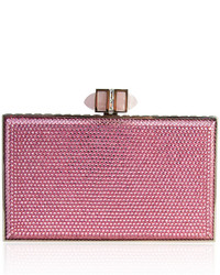 Judith Leiber Couture Neiman Marcus Crystal Coffered Rectangle Clutch Bag Silverlight Rose