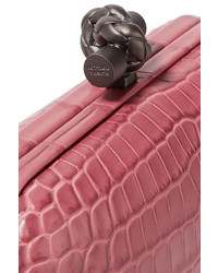 Bottega Veneta The Knot Crocodile Clutch Pink