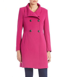 T Tahari Double Breasted Stand Collar Coat