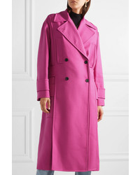 Valentino Double Breasted Wool Blend Twill Coat