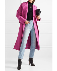 Valentino Double Breasted Wool Blend Twill Coat