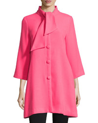 Julie Brown Grace Tie Collar Coat Hot Pink