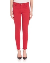 7 For All Mankind Ankle Skinny Jeans With Raw Hem