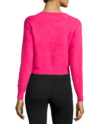 Line Angora Blend Cropped Sweater Rouge