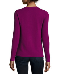 Neiman Marcus Cashmere Basic Pullover Sweater Pink