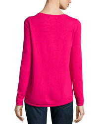 Design History Cashmere Blend Zip Detailed Sweater Pink Passion