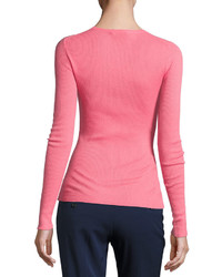 Michael Kors Michl Kors Collection Cashmere Long Sleeve Crewneck Sweater Pink