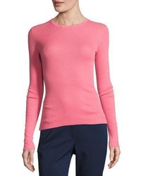 Michael Kors Michl Kors Collection Cashmere Long Sleeve Crewneck Sweater Pink