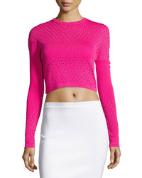 Thierry Mugler Perforated Knit Cropped Sweater