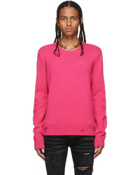 Amiri Pink Cashmere Destroyed Repaired Sweater