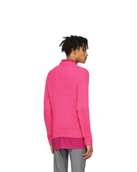 AMI Alexandre Mattiussi Pink Hammer Sleeve Sweater