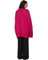 Raf Simons Pink Oversized Jacquard Sleeve Sweater