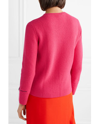 Akris Zip Detailed Ribbed Cashmere Sweater