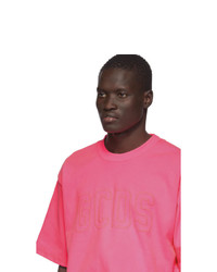 Gcds Pink Fluo Logo T Shirt