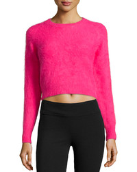 Line Angora Blend Cropped Sweater Rouge