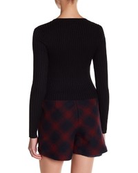 Cotton Emporium Fitted Crop Rib Knit Sweater