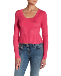 Cotton Emporium Fitted Crop Rib Knit Sweater
