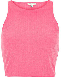 River Island Bright Pink Ribbed Racer Crop Top