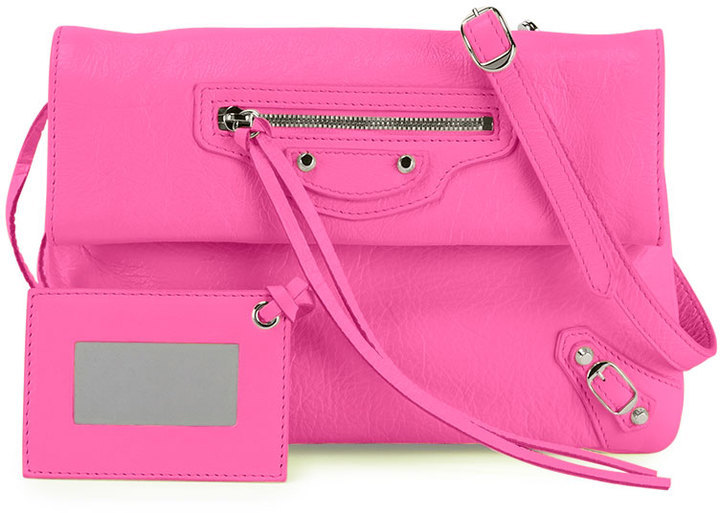 Balenciaga Classic Nickel Mini Envelope Crossbody Bag Hot Pink, | Neiman Marcus |