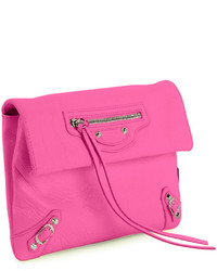 Balenciaga Classic Nickel Mini Envelope Crossbody Bag Hot Pink