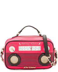 Betsey Johnson Kitsch Radio Crossbody Bag Fuschia