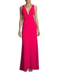 Laundry by Shelli Segal Deep V Neck Cutout Gown