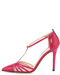 Sarah Jessica Parker Sjp By Carrie Leather T Strap Pump Fuchsia