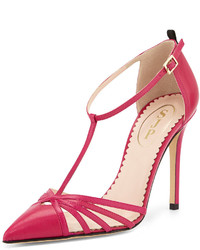 Sarah Jessica Parker Sjp By Carrie Leather T Strap Pump Fuchsia