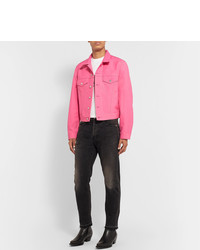 Helmut Lang Cropped Cotton Blend Twill Trucker Jacket